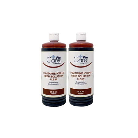 Dynarex Povidone Iodine Prep Solution USP Preoperative Skin Preparation 16 fl oz (Pack of 2)