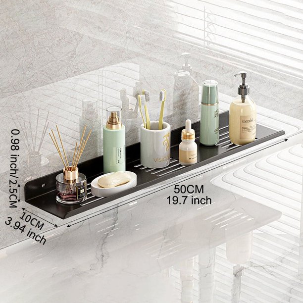 1pc 50cm/19.7inch Stainless Steel Bathroom Shelf Organizer, Sink Drain Shelf Over The Faucet, Bathroom Decor Counter Top Organizer, Bathroom Accessories