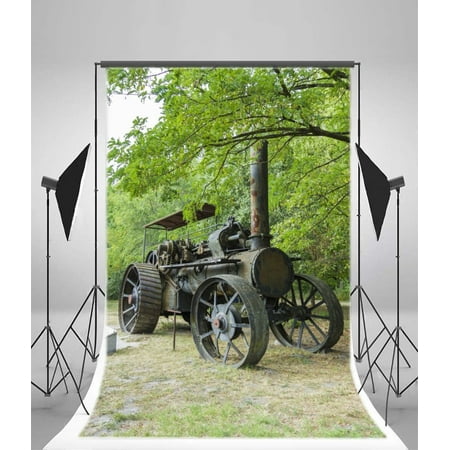 Image of GreenDecor Vintage Tractors Backdrop 5x7ft Photography Backdrop Green Trees Forests Children Newborn Baby Kids Photos Video Studio Props