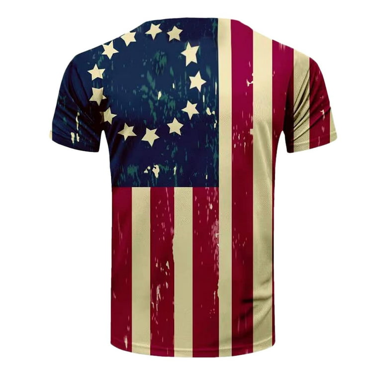 Men's American Flag T-Shirt Patriotic Shirt USA Flag Print Short Sleeve  Graphic Tees Shirts 4th of July Tops