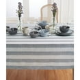 thumbnail image 3 of Solino Home Linen Tablecloth 60 x 120 Inch - Cabana Stripe 100% Pure Linen Grey and White Table Cloth for Rectangle Tables - Machine Washable Tablecloth for Summer, Fall, Autumn, 3 of 5