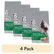 (4 pack) Pure Balance Pro+ Indoor Weight & Hairball Care Chicken & Brown Rice Dry Cat Food, 7 lbs