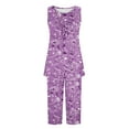 thumbnail image 5 of Conjunto de Verano para las Mujeres Impreso Cuello Redondo sin Mangas Y Pantalones, Casual de Dos Piezas para las Mujeres, 5 of 5