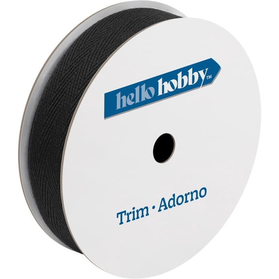 Hello Hobby Black Twill Tape Sewing Trim, 5/8 in x 6 yd
