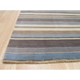 thumbnail image 2 of EORC Blue/Brown Handmade Wool Transitional Striped Rug, 2' x 3'-Color:Blue/Brown,Material:Wool, 2 of 9