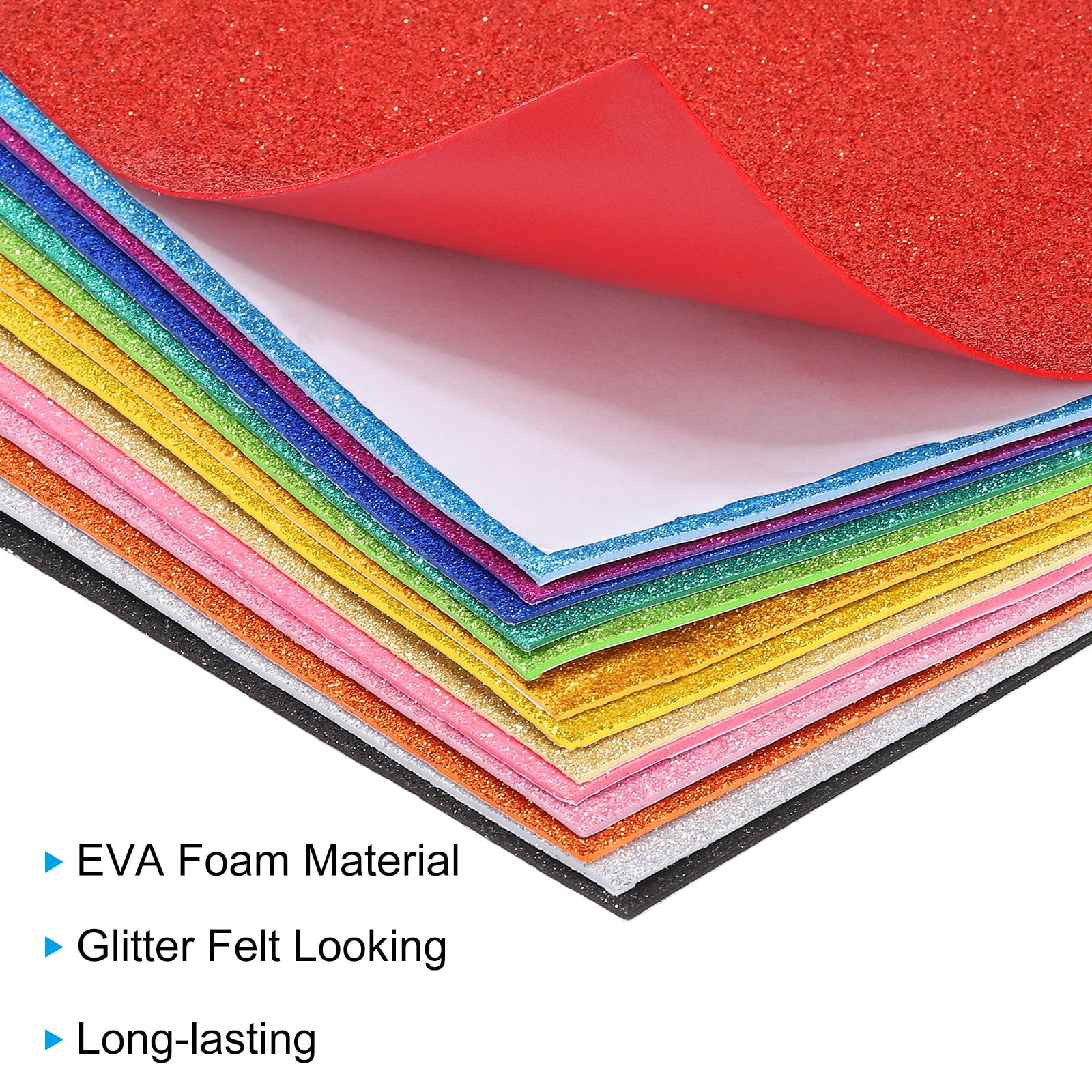 Uxcell 2mm(1/10") Thick Adhesive Glitter Foam Sheet 16x24inch(40x60cm) Gold Tone, EVA Shiny Foam Board for Craft, 6 Pcs