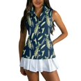 thumbnail image 3 of Sleeveless Quarter-Zip Golf Polo Top for Women - Printed Athletic Tank with Collar, Breathable Sporty Tunic for Women's Tennis & Active Wear Dark Blue XXL, 3 of 8
