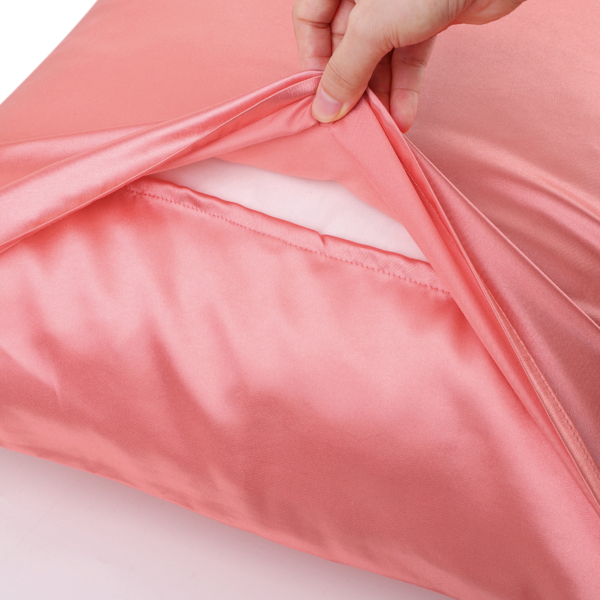Unique Bargains 1 PC Satin Envelope Closure Body Pillowcases Light Coral 20"x48"