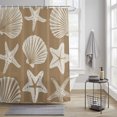 thumbnail image 2 of Beige Coastal Shower Curtain for Bathroom, Starfish Shell Ocean Nautical Waterproof Cloth Fabric Bathroom Accessories Set with 9 Rust Proof Plastic Hooks, 36"x72", 2 of 9