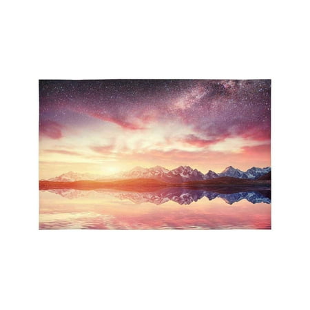 

MKHERT Fantastic Starry Sky Over The Sea and Mountain Placemats Table Mats for Dining Room Kitchen Table Decoration 12x18 inch Set of 6