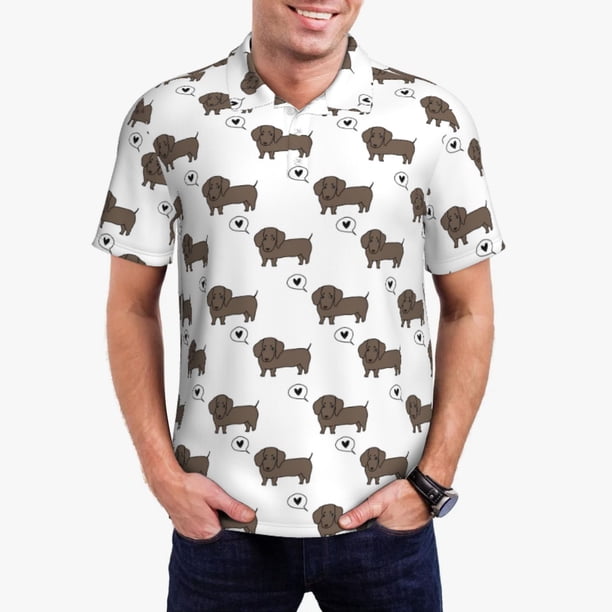 Balery Dachshund Dog Camisa Polo de Hombre con Estampado, de Manga Corta y Tejido Medio, Camisa Tipo Golf Polo-Medium