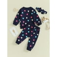thumbnail image 3 of Baby Girl Autumn Clothes 6M 12M 18M 24M 3Y Newborn Toddler Long Sleeve Valentine's Day Heart Print Sweatshirt Pants Outfits Infant Tracksuits, 3 of 10