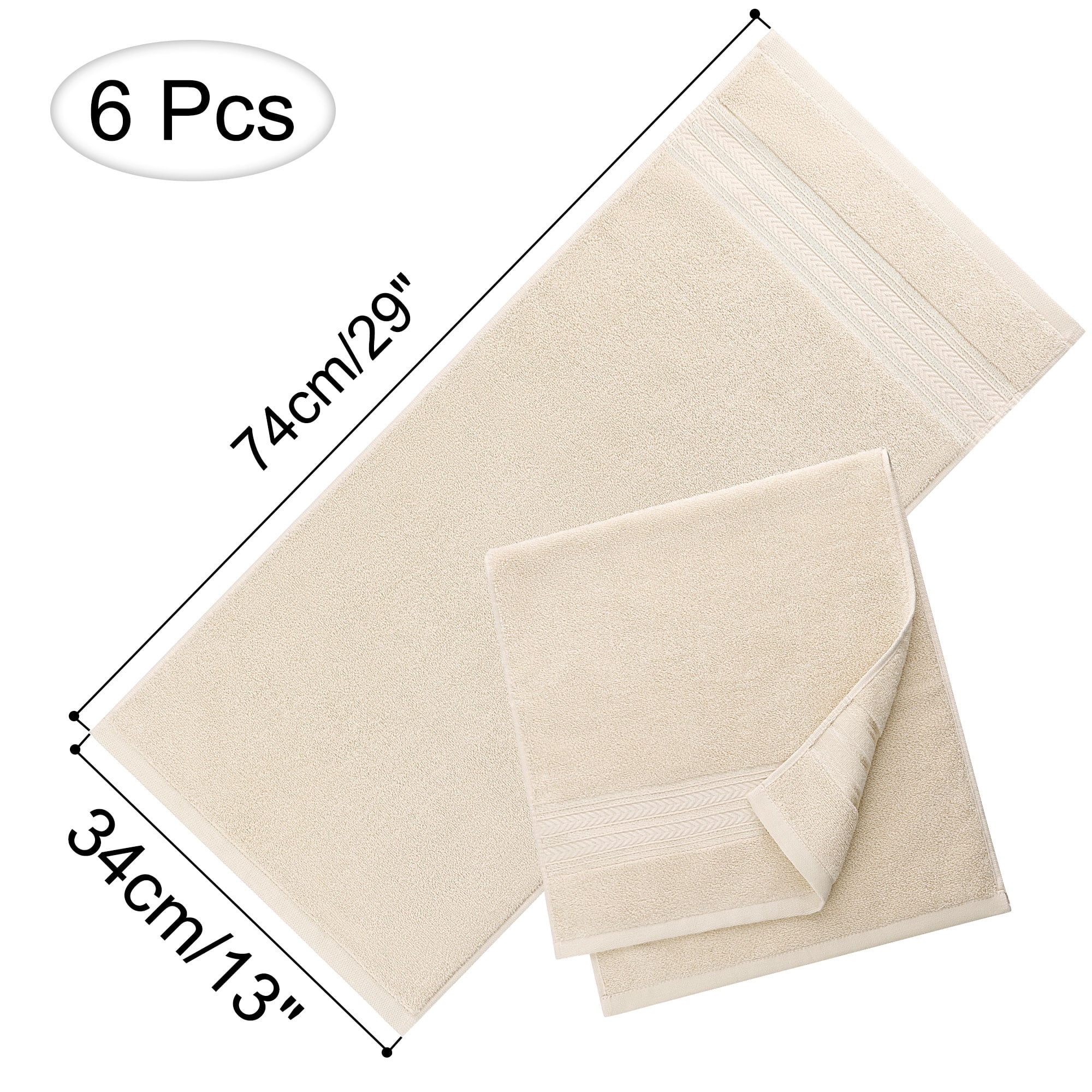 PiccoCasa 6 Pack Cotton Soft Hand Towels Set for Bathroom 13" x 29" Camel Color