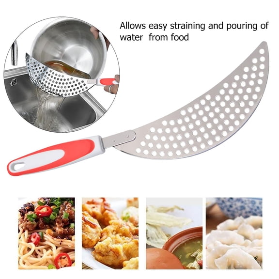 Stainless Steel Held Pot Strainer, Pasta Strainer with Handle Silver Durable Insert Drainer for Spaghetti Fry Noodles Fruit Vegetable Kitchen Pots Pans