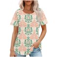thumbnail image 1 of Camisetas de Manga Corta de Verano para las Mujeres Impresas con Cuello Redondo, Poliéster Ligero Top de Verano Casual, 1 of 5