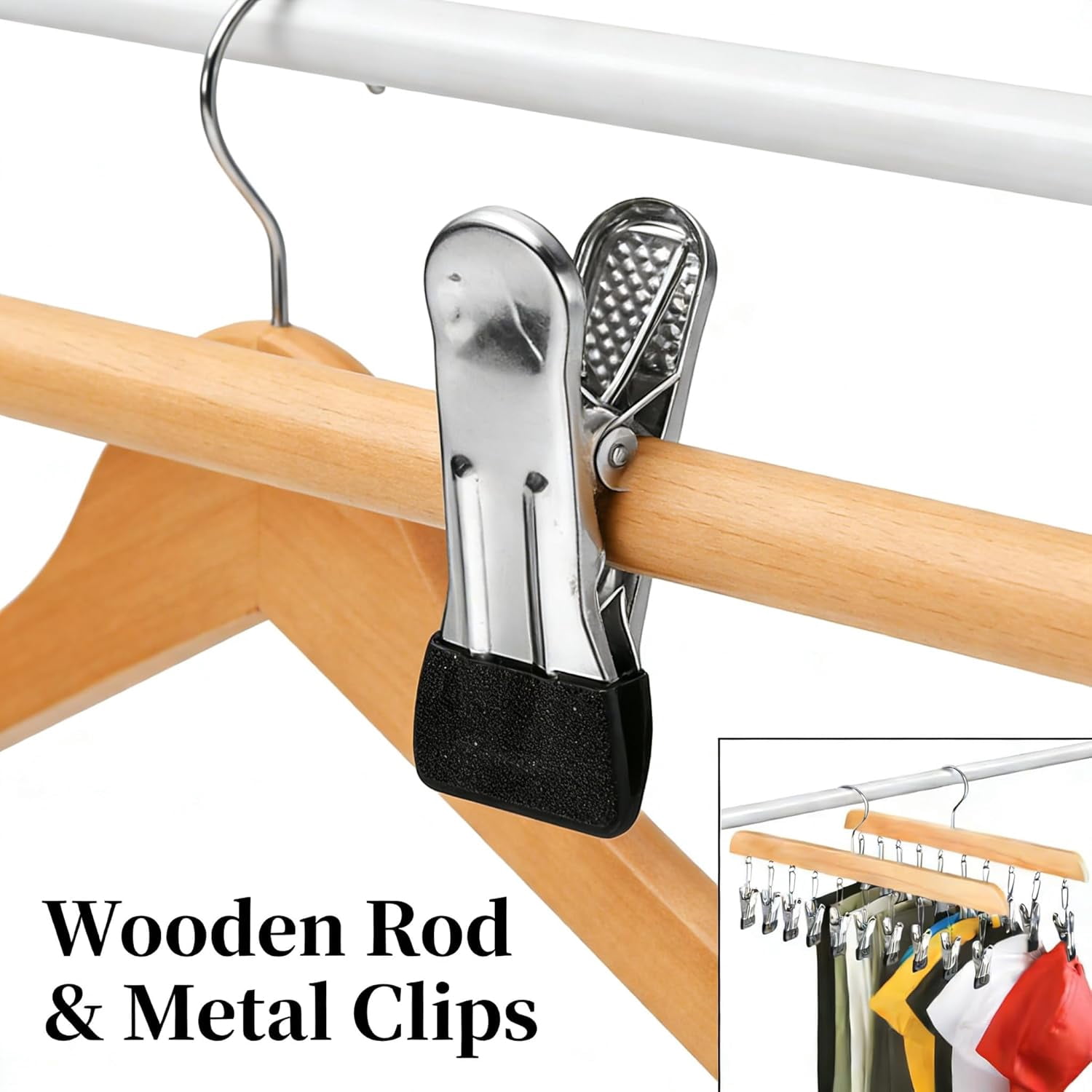 Closet Organizer with 10 Clips,Hat Hangers for Closet,360° Swivel Big Hook Closet Organizer and Storage,Fits All Caps & Pants,