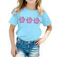 thumbnail image 1 of MEZZALL T-Shirt pour Filles Tout-Petits Imprimé Floral Col Rond Manches Courtes T-Shirt Décontracté Tendance, 3-4 Ans, 1 of 5