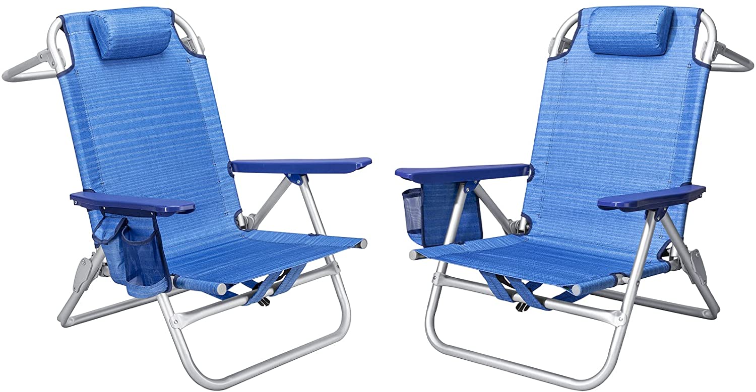 Waleaf Folding Tall Backpack Beach Chair,High Back Beach Chairs for