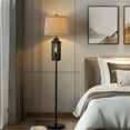 thumbnail image 4 of Oneach 63" Farmhouse Floor Lamp with 2 Light Sources ,3 Way Dimmable Black Metal Tall Standing Lamp for Bedroom, Living Room, Home, 4 of 10