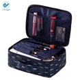 thumbnail image 2 of Deago Travel Train Case Cosmetic Organizer Portable Artist Storage Bag for Makeup Brushes Toiletry Jewelry Navy-A, 9.5", 2 of 8