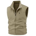 thumbnail image 3 of Zysthvn Mens Vest Fall Full Zip Fleece Casual Jackets for Men Stand Collar Solid Sleeveless with Pockets Outerwear, 3 of 10