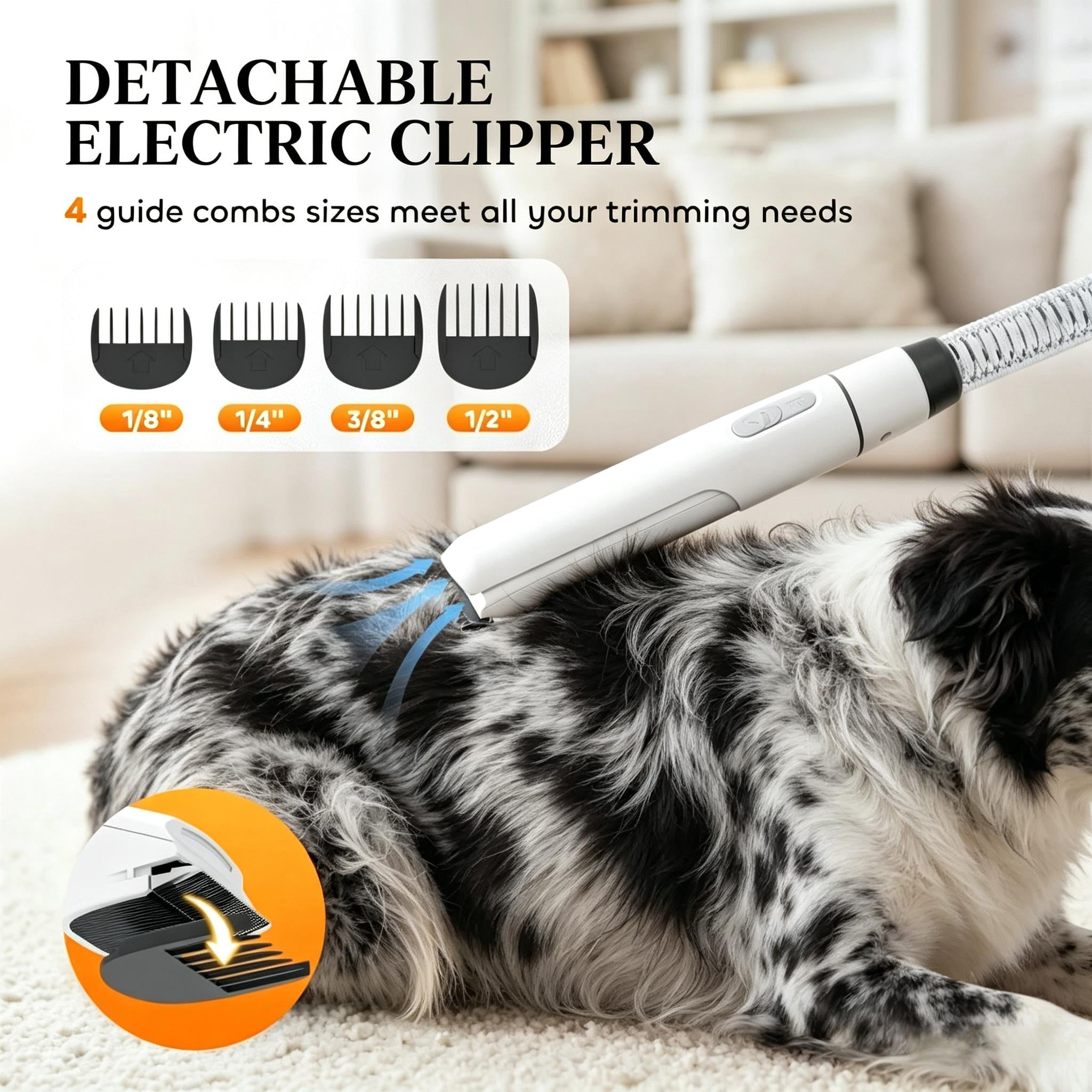 5-in-1 Pet Grooming Vacuum & Dryer, Home Dog Grooming Unit with Smart 45-55℃ Temp Control, 4 Adjustable Modes Quiet 50dB, Auto Mode Switch & Integrated Storage