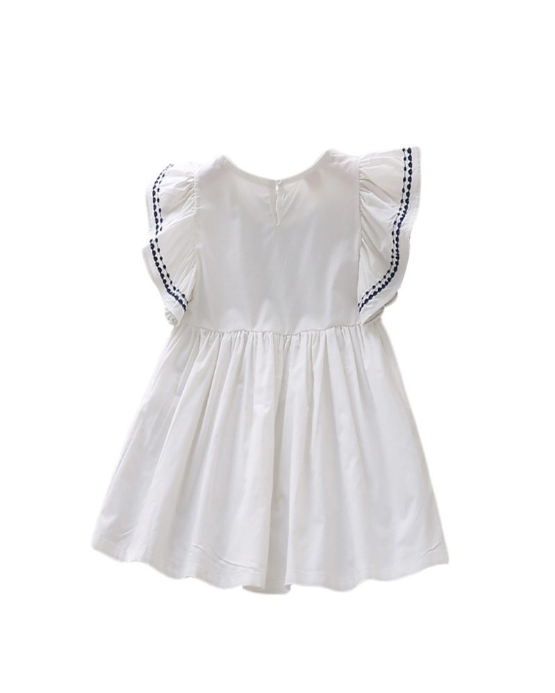 Luxsea Summer Casual Fashion Baby Girl Short Sleeve Bow-knot Princess Dress Kids Clothing Toddler Little Girls Clothing Cute Ruffle Sleeve Solid Dress Knee-Length Skirt Outfits - image 3 of 5
