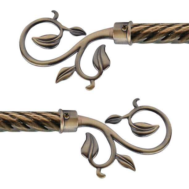 Curtain Finial, 2Pcs Bronze Curtain Rod Caps Metal Window Curtain Pole