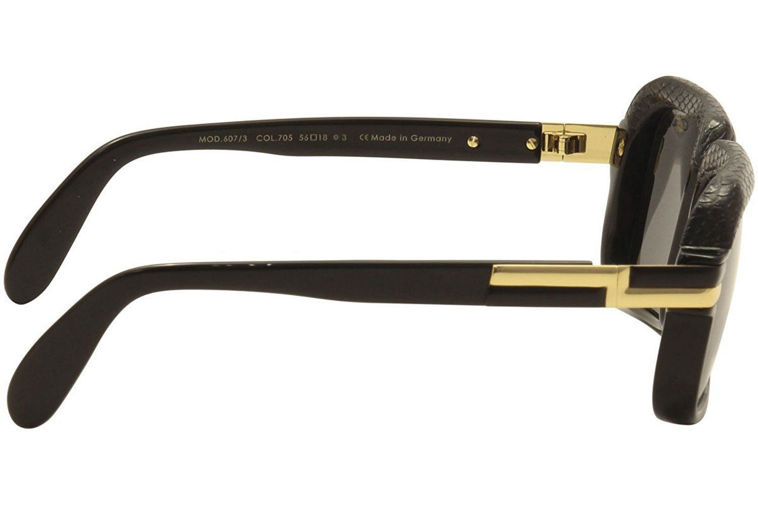 Cazal Sunglasses 607/3 705 Black Leather Limited Edition Gray Lens