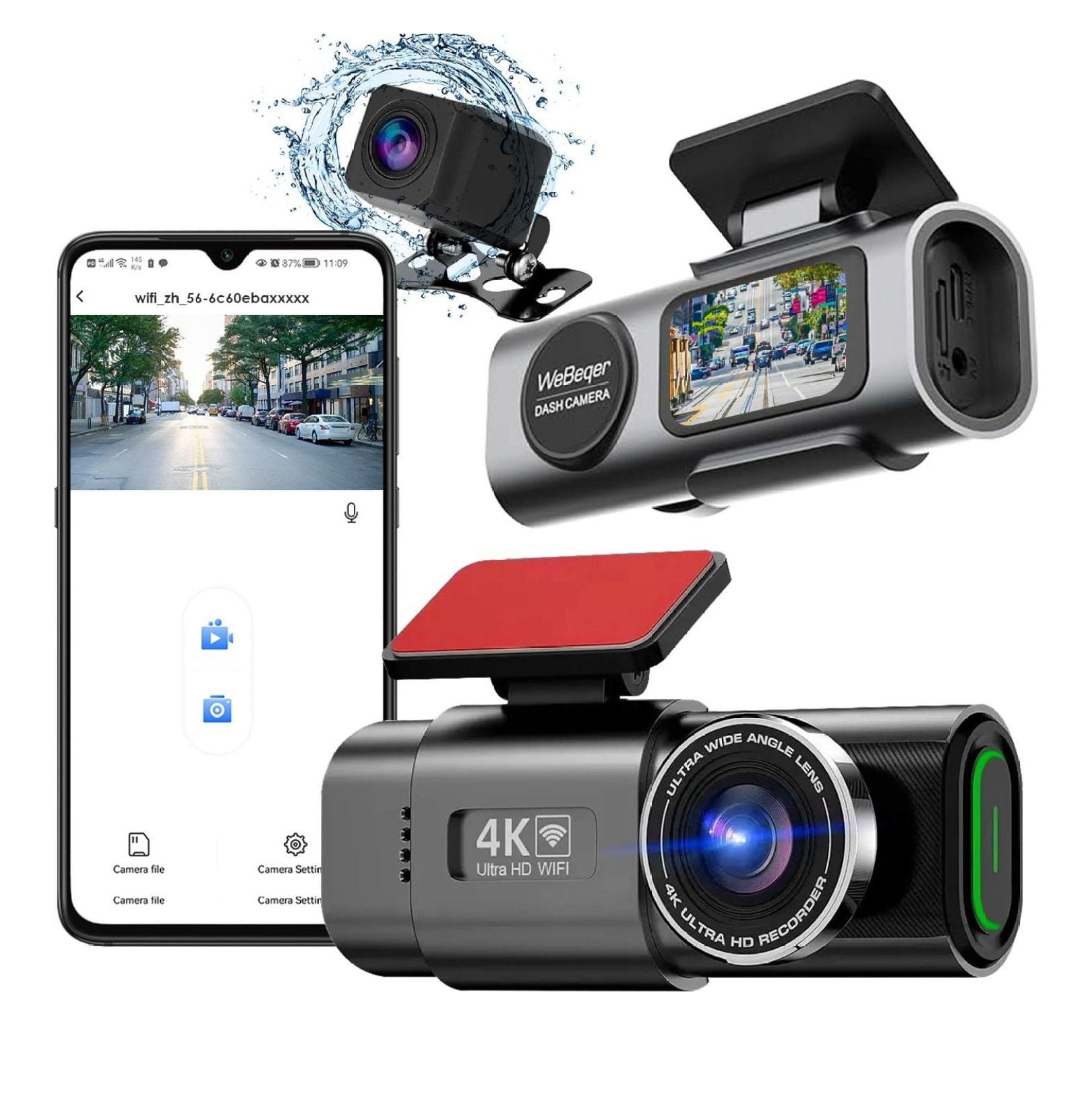 Vantrue E1 Pro 4K Dash Cam Bundle With Hardwire Kit – STARVIS 2 Night Vision, GPS, Voice Control