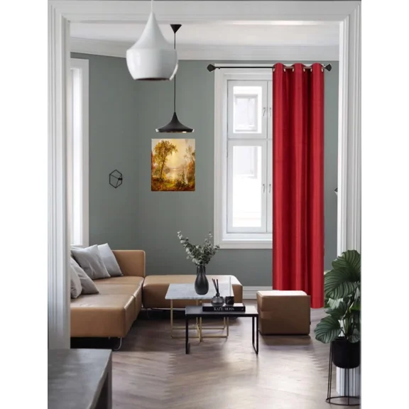 Gorgeous Home Linen (#32) Hotel Quality Silver Top Grommet Faux Silk Burgundy Thermal Foam Lined Heavy Thick Window Curtain 108" Length (1-Piece)