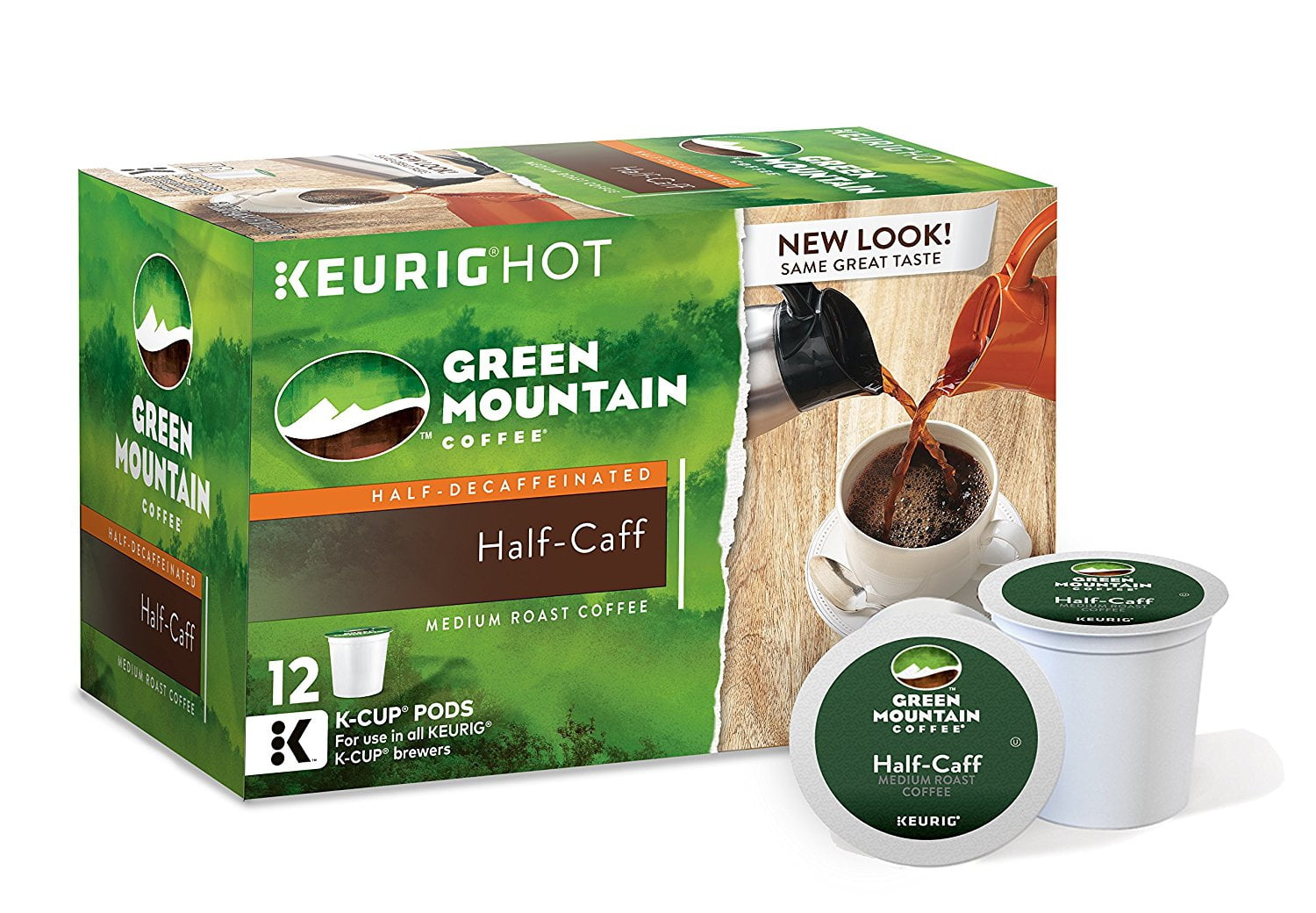 Green Mountain Coffee HalfCaff, Keurig KCups, 72 Count
