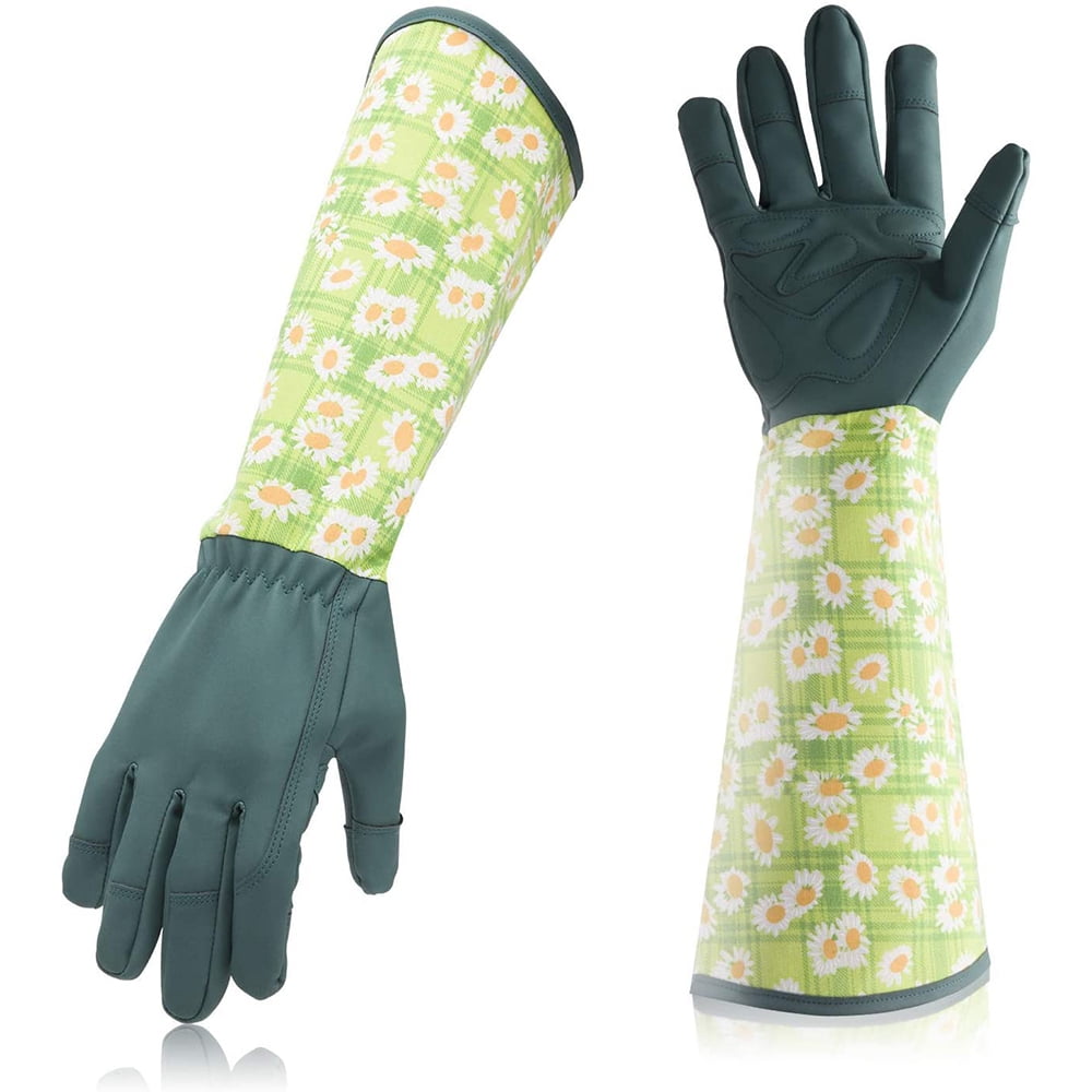 Extra Long Forearm Protection YAUNGEL garden gloves women thorn proof,long sleeve garden gloves women Green Puncture Resistant 