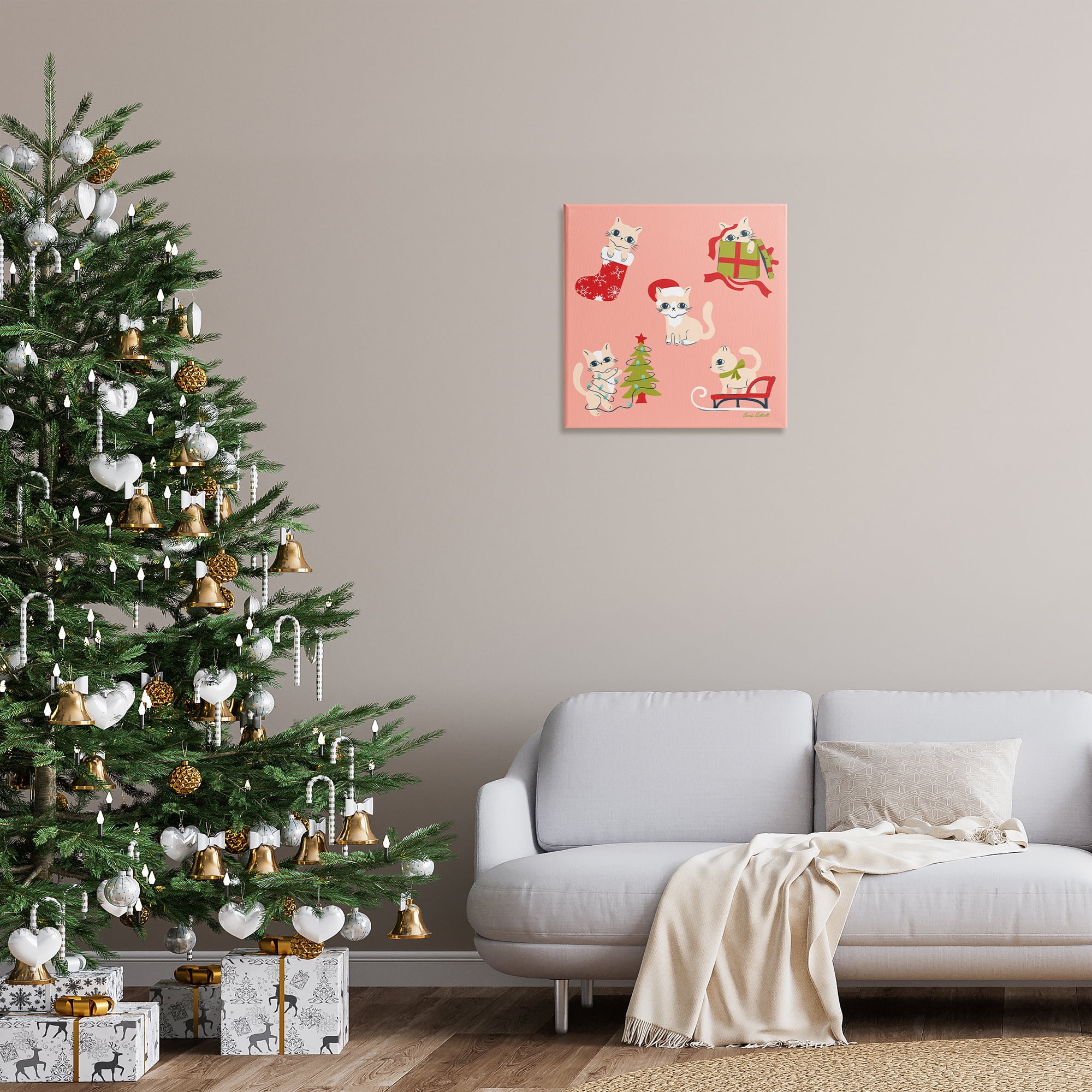 Stupell Industries Festive Cats Cute Holidays Holiday Painting Gallery Wrapped Canvas Art Prints Wall Art, 24 x 24