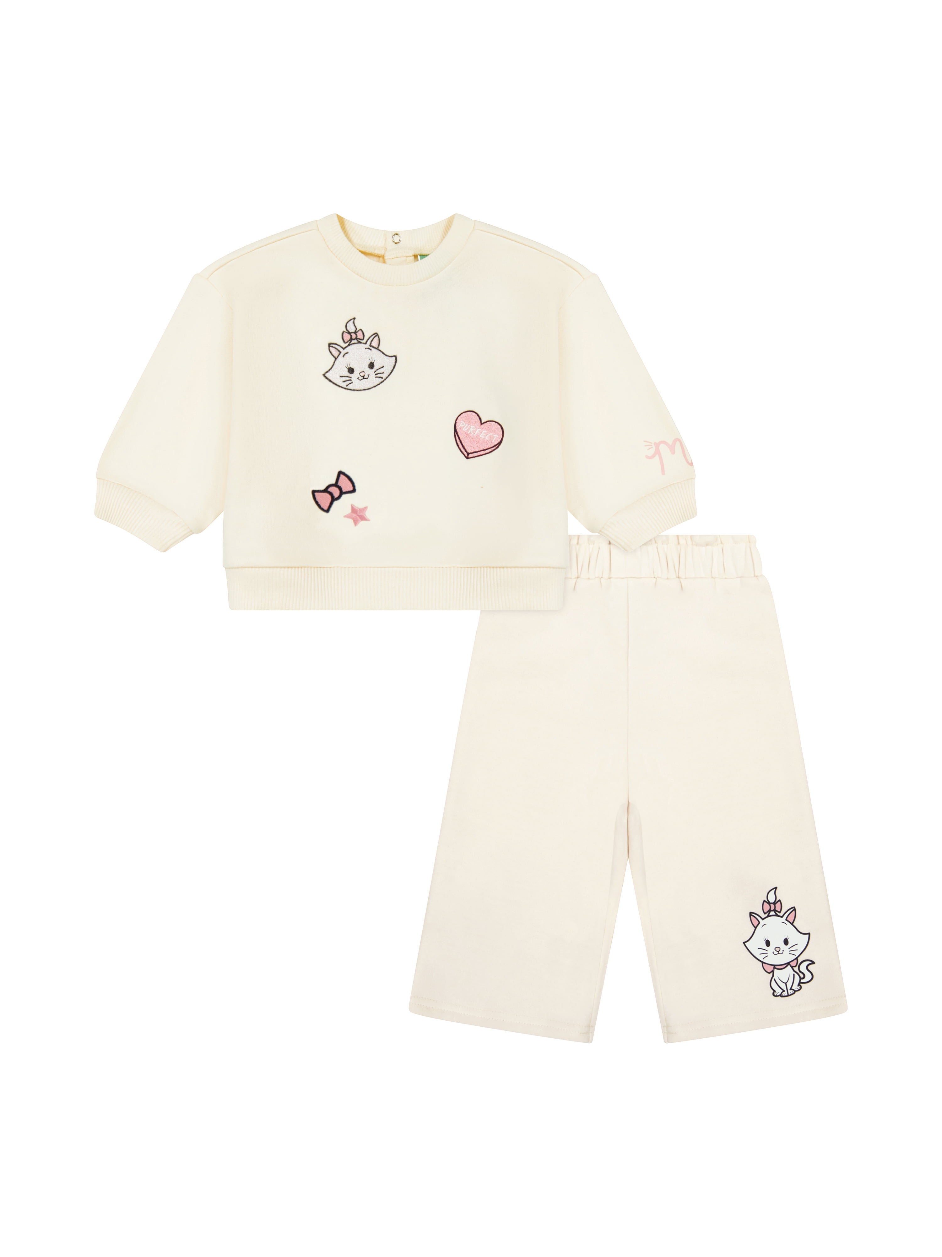 Marie The Cat Baby Girl 2 Piece Embroidered Sweat Set, Sizes 0-24 Months