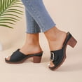 thumbnail image 4 of Mepaouo Women's Sandals Peep Toe Heel Slides Mules Single Band Comfort Dressy Slip on Shoes, 4 of 7