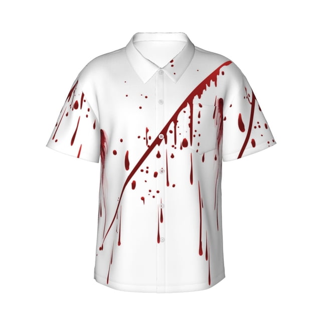 Fotbe Bloody Hand Camisa Hawaiana para Hombre Unisex – Camisa Casual de Verano con Botones de Manga Corta de Algodón y Lino,Large