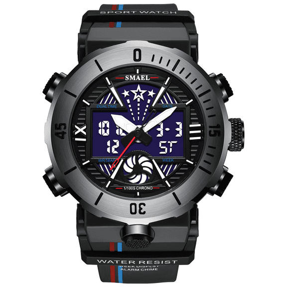 SMAEL Sport Watch for Men Top Brand Male LED Digital Alarm Clock Electronic Quartz WristWatch Military Waterproof Dual Display Watches