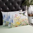 thumbnail image 4 of Floral Hummingbird Throw Pillow Covers, Spring Watercolor Flowers Soft Breathable Pillow Cases with Invisible Zipper for Sleeping, Standard Pillowcases for Couch Bed Sofa Chair 20x26 Inches, 4 of 6