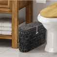 thumbnail image 5 of Black Toilet Paper Basket with Lid,Wicker Toilet Paper Storage Stand,Large Narrow Bathroom Towel Basket Mega Roll Container Bin for Toilet Tank,Floor, 5 of 6