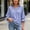 Blue, variant on Women Vertical Stripe Lapel 3/4 Tie Cuff Shirt, Ladies Split Back High Low Loose Blouse, Soft Breathable Spring Summer Office Daily Casual Top (Black,M)