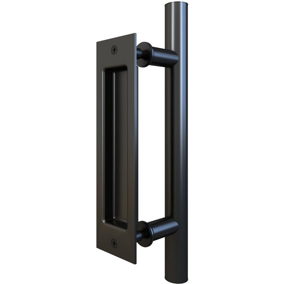 Sliding Door Combo Pull Set, 8" Flush Pull, 12" Bar Pull, Matte Black by Stone Harbor Hardware