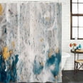 thumbnail image 2 of Teal Gray Gold Shower Curtain, Waterproof Shower Curtains for Bathroom, Modern Minimalist Abstract Gradient Art Washable Fabric Bathtub Curtain Set Bath Decor with 12 Hooks Stall 36"x72", 2 of 8