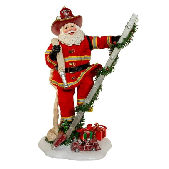 Kurt Adler 11.5-Inch Fabriché Fireman Santa On Ladder