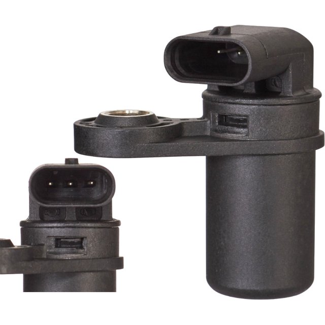 sensor de posición del cigüeñal (ckp) pacifica 2007 al 2008 chrysler 4.0l v6 intran-flotamex nuevo, vista frontal centrada de sensor cilíndrico de plástico negro con conector eléctrico de 3 pines, soporte de montaje con orificio metálico y cuerpo liso; sistema MPFI, contenido: 1 pieza.