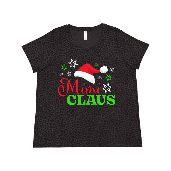 Inktastic Mimi Claus with Christmas Santa Hat and Snowflakes Women's Plus Size T-Shirt