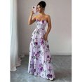 thumbnail image 6 of Multicolor 2 Floral Print Strapless Ruched Waist A-Line Maxi Dress For Women, 6 of 6
