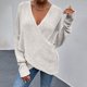 thumbnail image 4 of Suéteres para mujer Suéter de manga larga Pullove con cuello en V Camisa de color sólido de moda Suéter Tops Odeerbi  ODB-3, 4 of 9