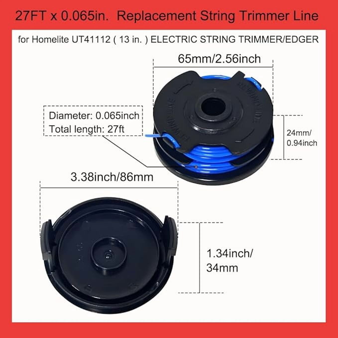 6 Ersatzspulen + 2 Kappen Für Homelite Rasentrimmer – AC41RL3/AC41RDLB, 8,2 M Schnur, 1,65 Mm