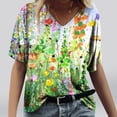 thumbnail image 1 of zanvin Haut pour Femmes, T-shirt Décontracté à Manches Courtes et Col en V Imprimé Mode pour Femmes, 1 of 4